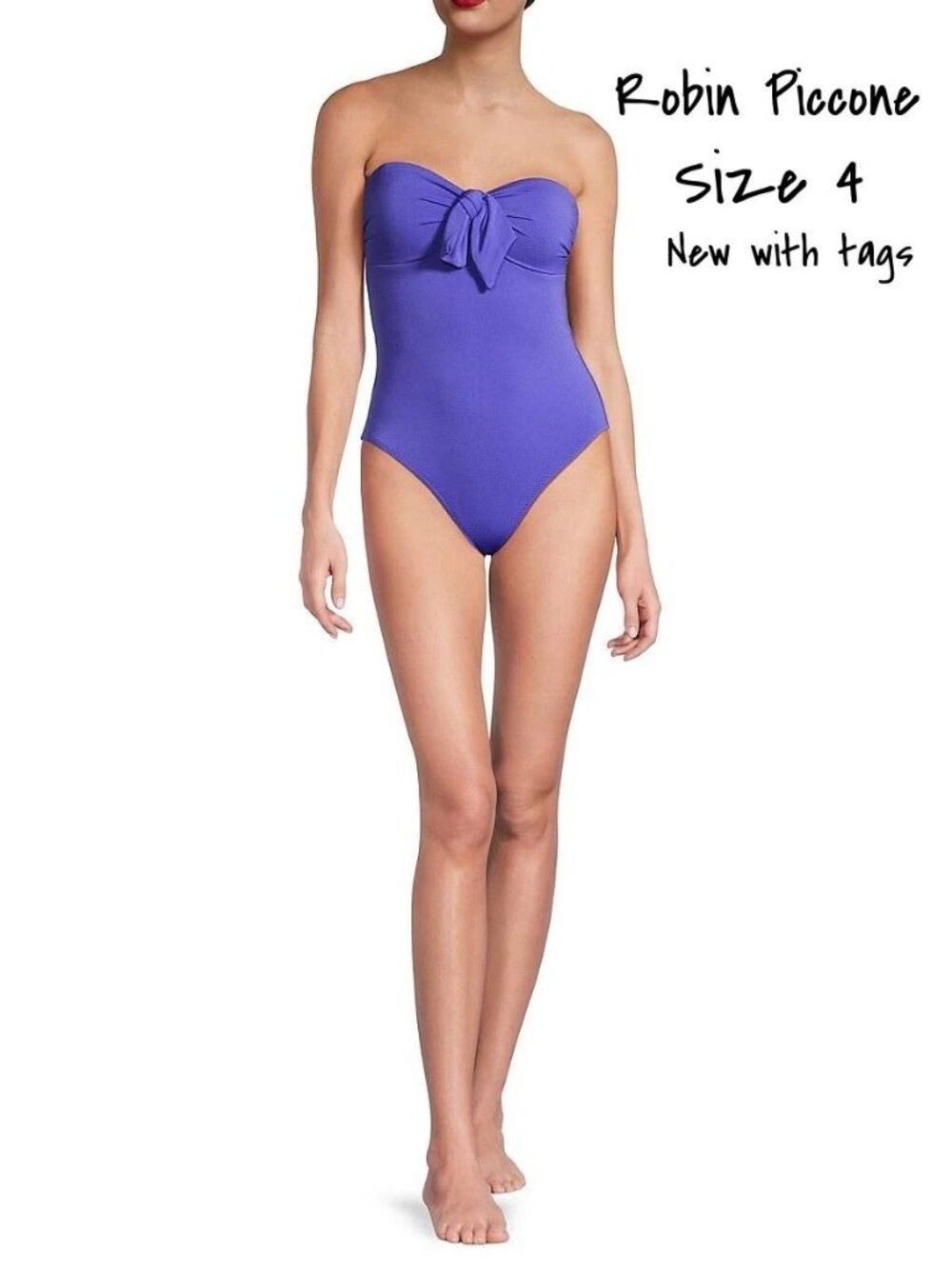 Robin Piccone Ava Bandeau One Piece Purple Swimsuit Size 4 New With Tag